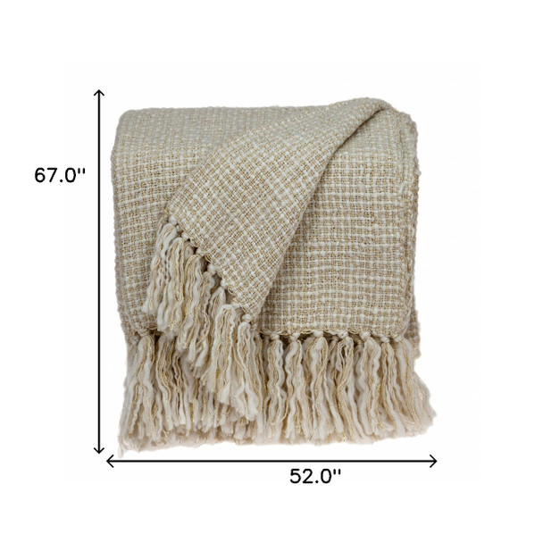 Parkland Collection Glimmer Transitional Beige 52" x 67" WOVEN HANDLOOM Throw