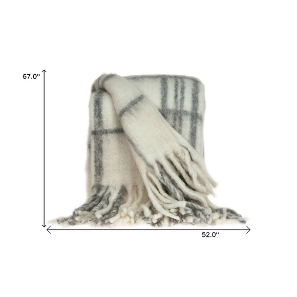 Parkland Collection Casmir Transitional Multicolored HANDLOOMed 52" x 67" Mohair Wool Throw Blanket