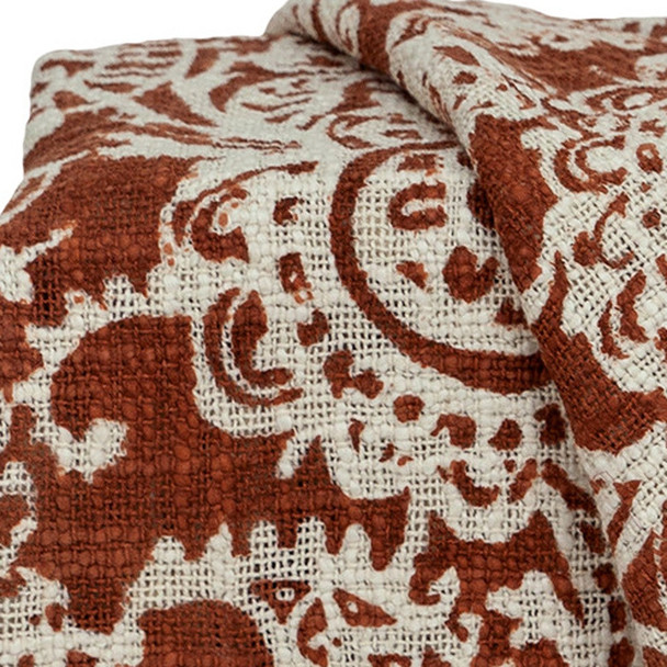 Parkland Collection Hina Floral Rust 52" x 67" WOVEN HANDLOOM Throw