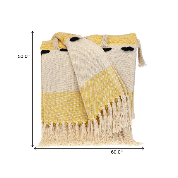 Parkland Collection Transitional Vereigated Yellow Rectangle 50" x 60" Throw