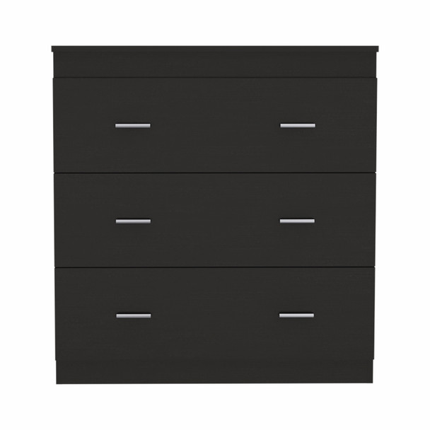 32" Black Wengue Manufactured Wood Three Drawer Standard Dresser