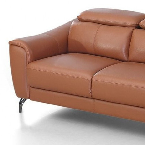 Urban 65" Brown Leather Adjustable Headrest Loveseat