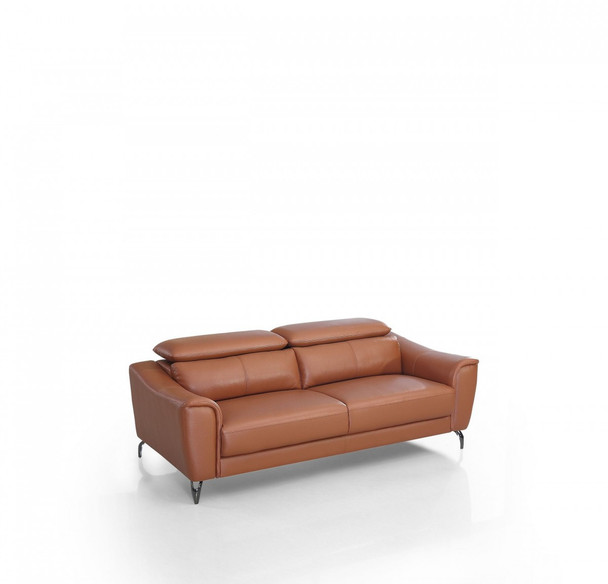 Urban 80" Brown Leather Adjustable Headrest Sofa