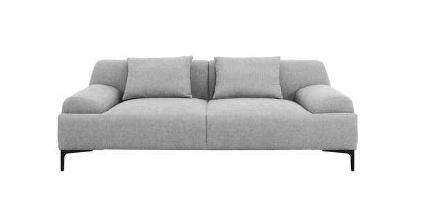 Industrial 86" Grey Sofa With Two Throw Pillows