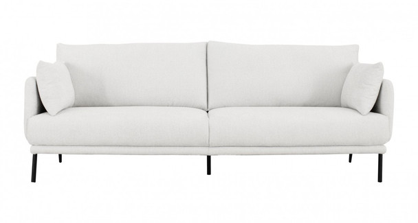 Modern 85" White and Black Fabric Sofa