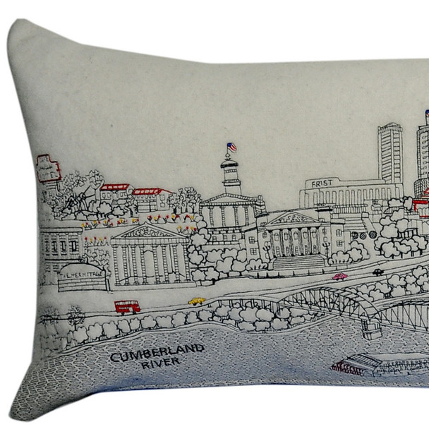 45" White Nashville Daylight Skyline Lumbar Decorative Pillow