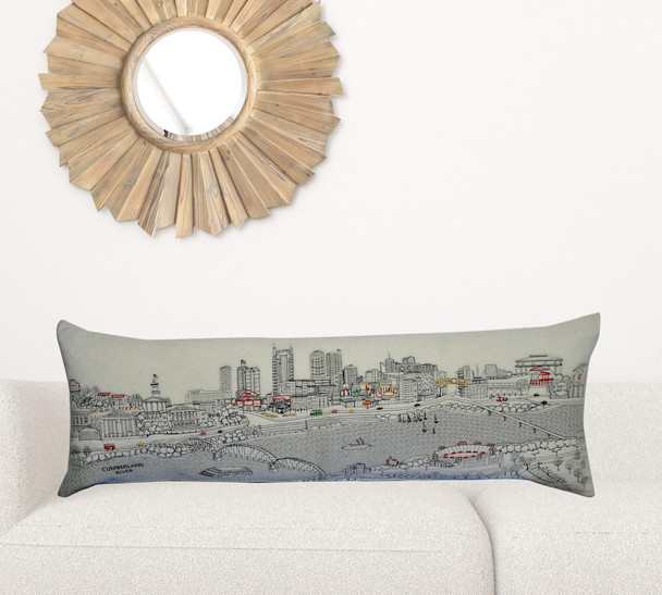 45" White Nashville Daylight Skyline Lumbar Decorative Pillow