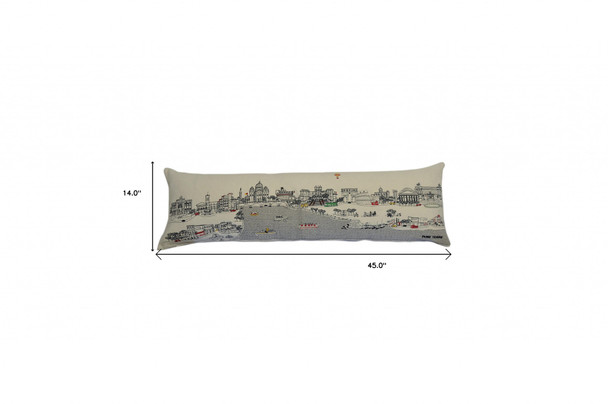 45" White Rome Daylight Skyline Lumbar Decorative Pillow