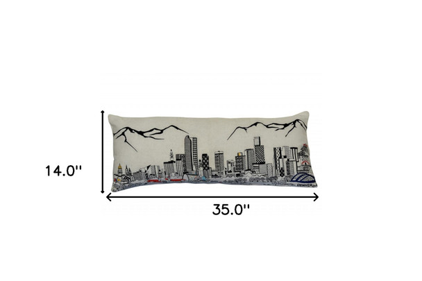 35" White Denver Daylight Skyline Lumbar Decorative Pillow