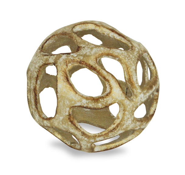 4" Rustic Gold  Cast Iron Abstract Decorative Orb