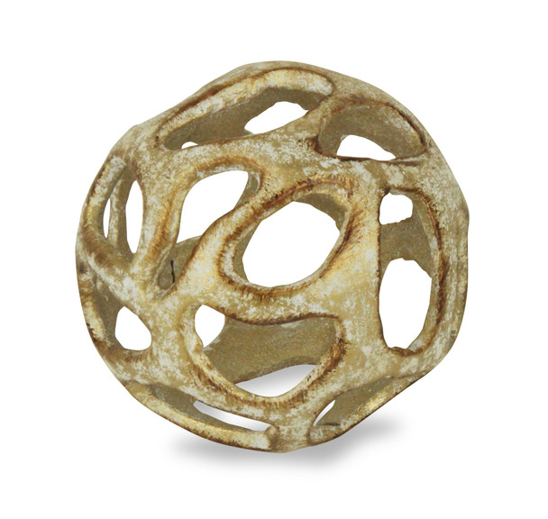 4" Rustic Gold  Cast Iron Abstract Decorative Orb