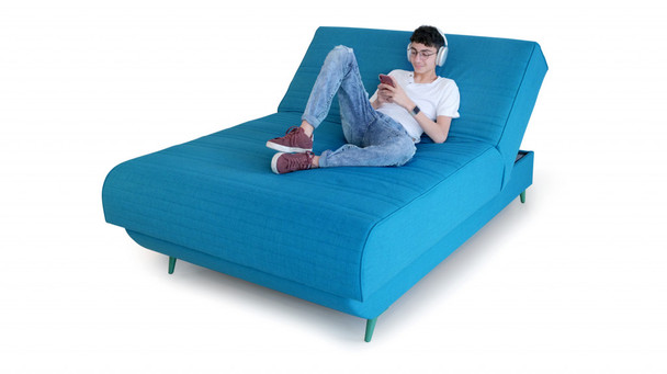 Full Adjustable Turquoise Upholstered 100% Polyester With Mattress
