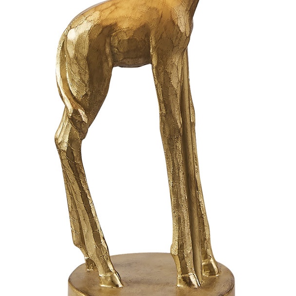 17" Gold Textured Giraffe Table Lamp With White Drum Shade