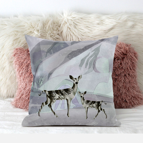 28x28 Black Purple Brown Deer Blown Seam Broadcloth Animal Print Throw Pillow