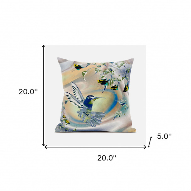 20x20 Yellow Orange Bird Blown Seam Broadcloth Animal Print Throw Pillow