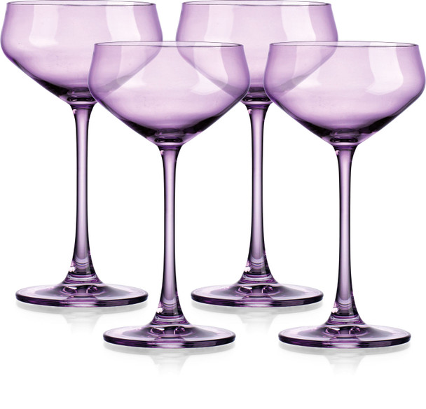 Set of Four Translucent Purple Coupe Glasses