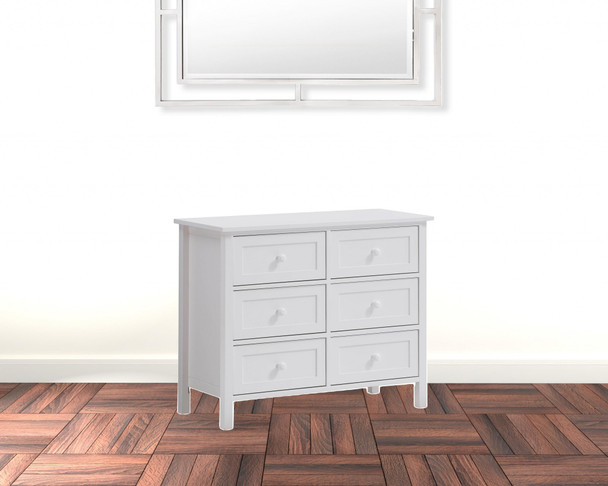 39" White Manufactured Wood Six Drawer Standard Dresser