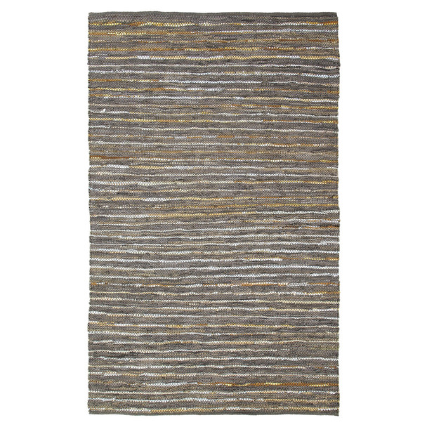 8' X 10' Fossil Striped Handmade Leather Area Rug