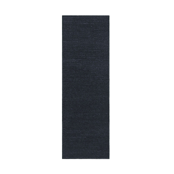 8' Black Wool Handmade Stain Resistant Runner Rug