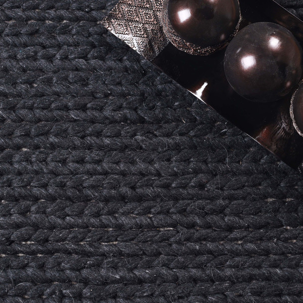 5' X 8' Black Wool Handmade Stain Resistant Area Rug