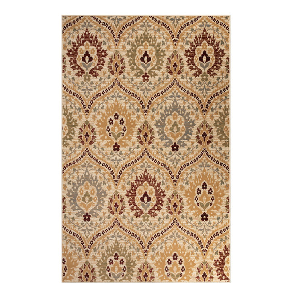 4' X 6' Camel Gray And Rust Floral Stain Resistant Area Rug