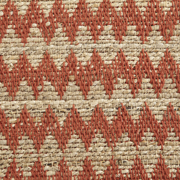 5' X 8' Terracotta Chevron Hand Woven Stain Resistant Area Rug With Fringe