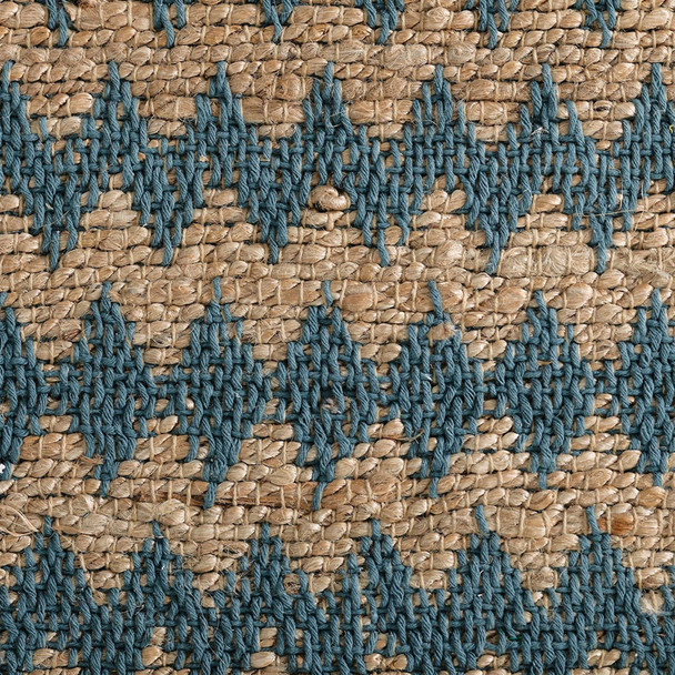 5' X 8' Teal Chevron Hand Woven Stain Resistant Area Rug With Fringe