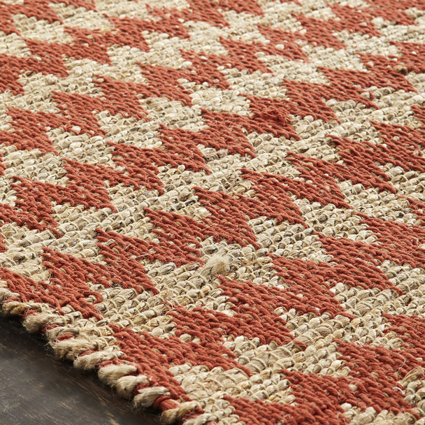 8' X 10' Terracotta Chevron Hand Woven Stain Resistant Area Rug With Fringe