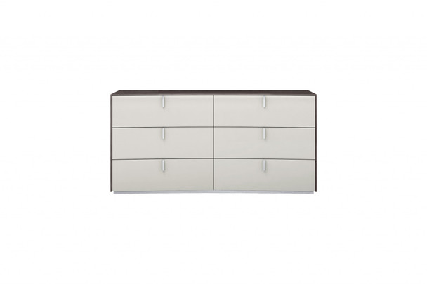 62" Grey Manufactured Wood Six Drawer Double Dresser