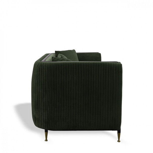 84" Dark Moss Green Velvet Standard Sofa
