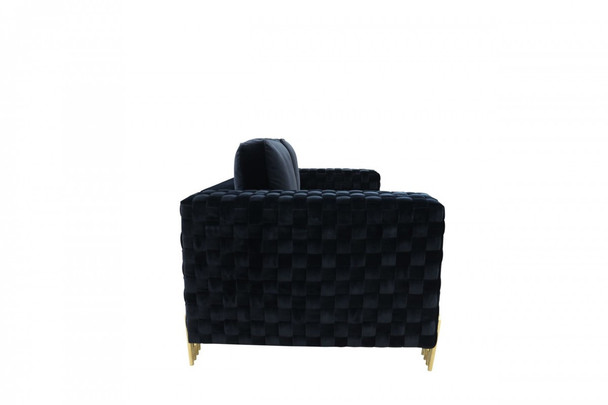 95" Black and Gold Velvet Standard Sofa