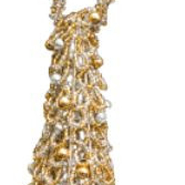 14" Gold Polyresin Bead Christmas Tree Sculpture