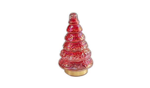 12" Red And Gold Glass Christmas Tree Sculpture