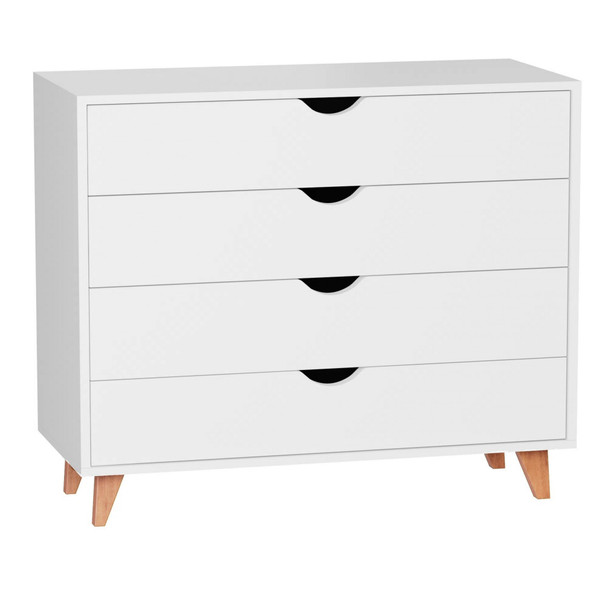 35" White Solid Wood Four Drawer Standard Dresser