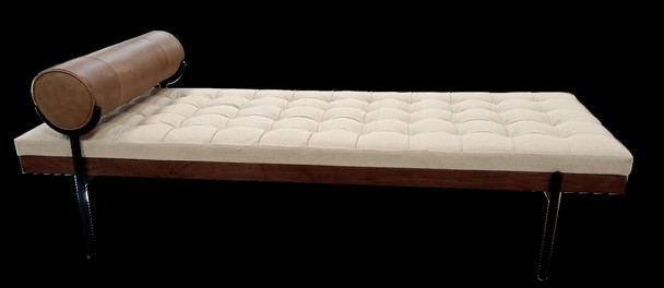 72" Ivory And Black Upholstered Bench Daybed