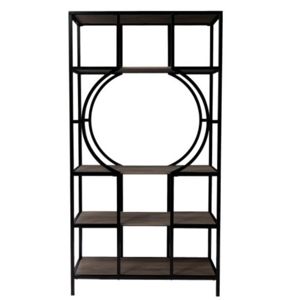 68" Black Open Back Four Tier Bookcase With Manufactured Wood Frame