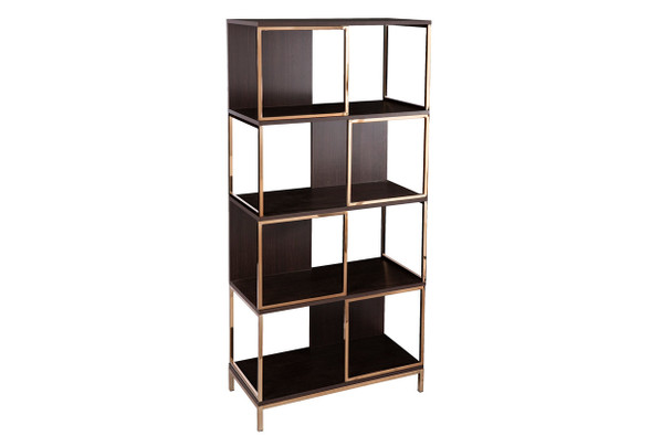 72" Brown Manufactured Wood Geometric Four Tier Etagere Bookcase