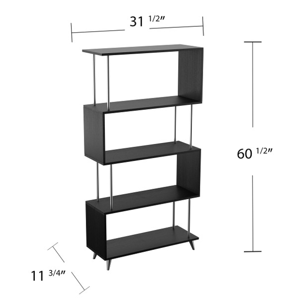 61" Black Manufactured Wood Squiggle Four Tier Etagere Bookcase