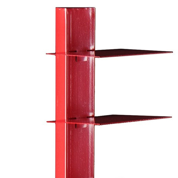 65" Red Twelve Tier Narrow Tower Bookcase