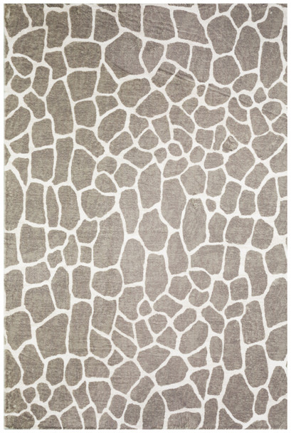 8' X 10' Beige Giraffe Print Shag Handmade Non Skid Area Rug