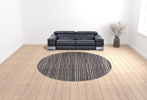 10' Brown Round Ombre Tufted Handmade Area Rug