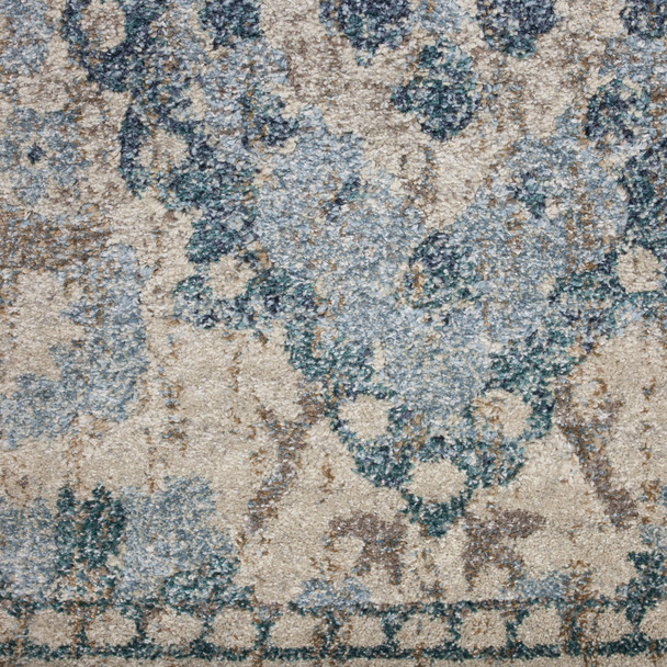 10' X 13' Blue Oriental Distressed Area Rug