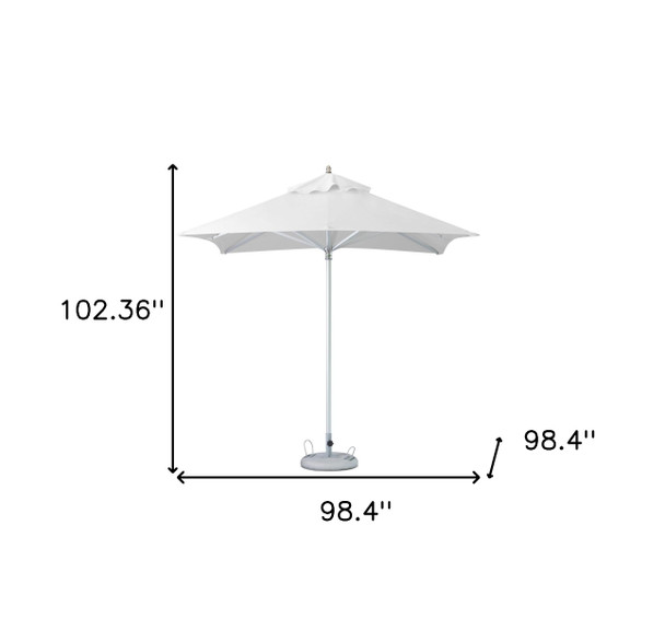 8' White Polyester Square Market Patio Umbrella