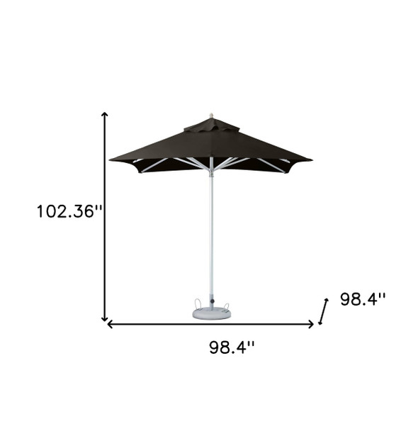 8' Black Polyester Square Market Patio Umbrella