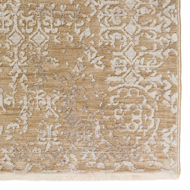 3' X 5' Beige Oriental Area Rug With Fringe