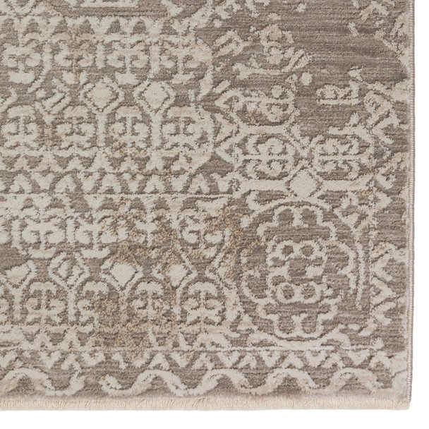 3' X 5' Gray Oriental Area Rug With Fringe