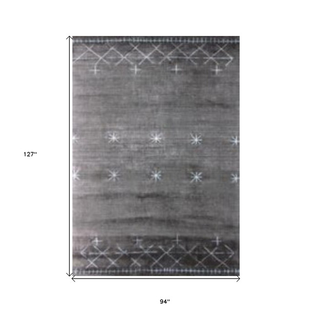 8' X 11' Sliver And Charcoal Ombre Hand Loomed Area Rug