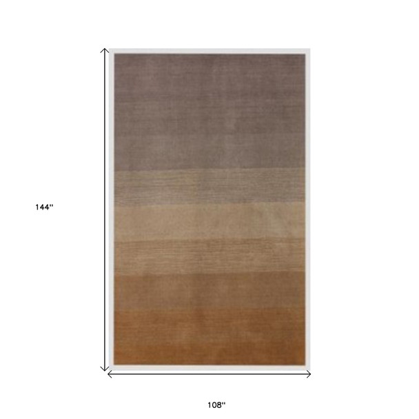 9' X 12' Gold And Rust Hand Loomed Area Rug