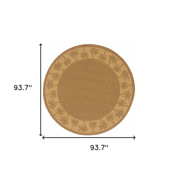 8' Round Tan Round Stain Resistant Indoor Outdoor Area Rug