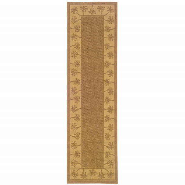 2' X 8' Tan Stain Resistant Indoor Outdoor Area Rug